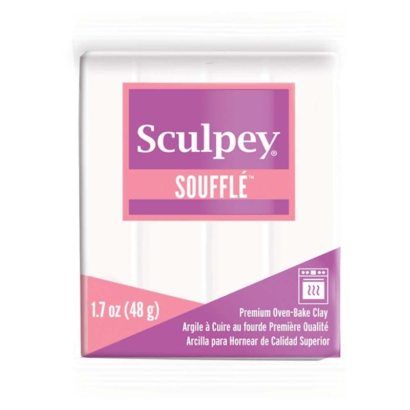Polyform Sculpey SoufflÃ© Polymer Oven-Bake Clay, Igloo White, Non Toxic, 1.7 oz. bar, Great for jewelry making, holiday, DIY, mixed media and more! Premium light-weight oven bake clay. - Image 1